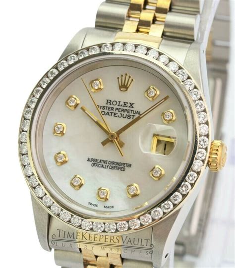 diamond bezel rolex 36mm|rolex 36mm datejust two tone.